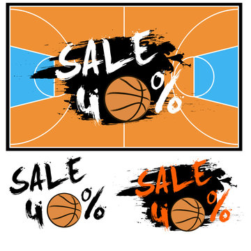 Set banners sale 40 percent with basketball