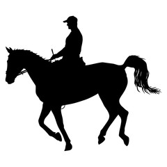 vector silhouette of horse and jockey