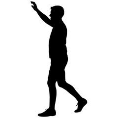 Fototapeta na wymiar Black silhouettes man with arm raised. Vector illustration