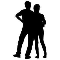 Couples man and woman silhouettes on a white background. Vector illustration