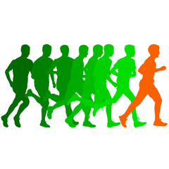 Fototapeta na wymiar Set of silhouettes. Runners on sprint, men. vector illustration