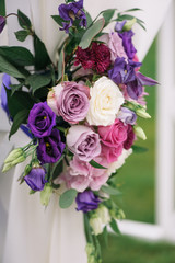 Arch element with flowers for wedding decorations