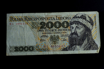 Old two thousand Polish zloty