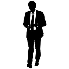 Silhouette businessman man in suit with tie on a white background. Vector illustration
