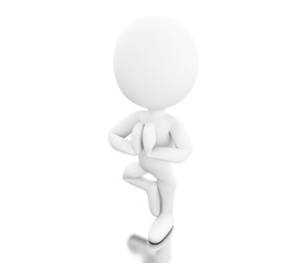 3d Withe people doing yoga exercise