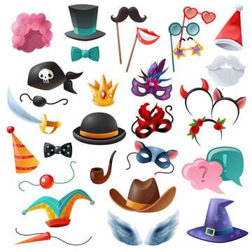 Photo Booth Party Icons Set 