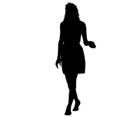 Black silhouettes of beautiful woman on white background. Vector illustration