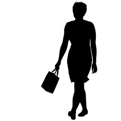Black silhouettes of beautiful woman on white background. Vector illustration