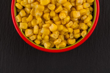 sweet canned corn in bowl