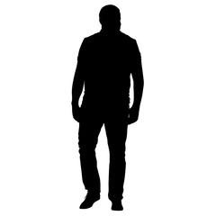 Black silhouettes man on white background. Vector illustration