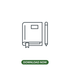 Book and a pen icon vector