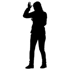 Black silhouettes of beautiful woman on white background. Vector
