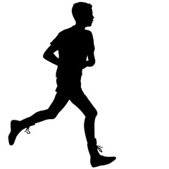 Silhouettes. Runners on sprint, men. vector illustration
