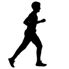 Fototapeta na wymiar Silhouettes. Runners on sprint, men. vector illustration