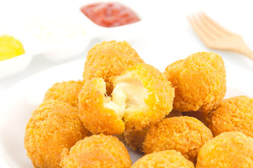 Fried cheese ball with potato and mustard  sauce