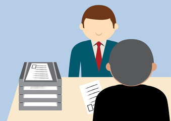 Simple Business Cartoon Vector Illustration Job Interviews