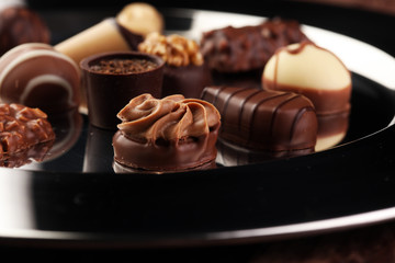 a lot of variety chocolate pralines