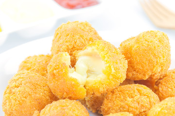Fried cheese ball with potato and mustard  sauce