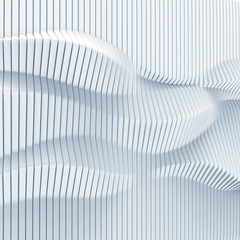 abstract surface made of vertical panels forming wavy 3d geometry