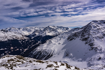 Snow and Mountains in the Alps of the Little Town of Bormio, Valtellina, Italy
