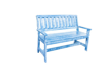 Blue wooden bench.isolated on white background with clipping path.