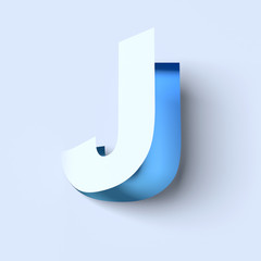 Cut out paper font letter J