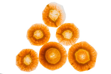 Carrot slices as background texture