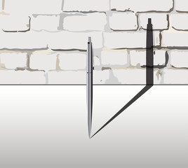 eps 10 vector illustration of pen with shadow on brick wall