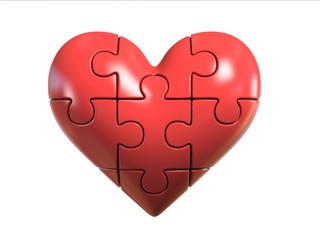 Obraz na płótnie Canvas Puzzle heart 3d rendering