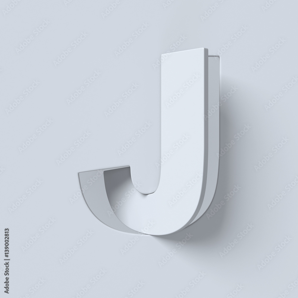 Aufkleber cut out and rotated font 3d rendering letter j