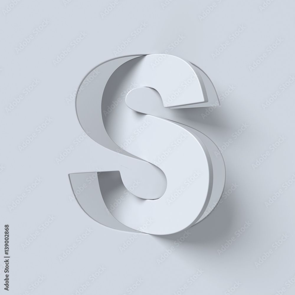 Aufkleber cut out and rotated font 3d rendering letter s