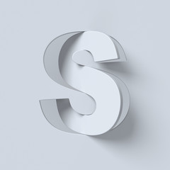 Cut out and rotated font 3d rendering letter S