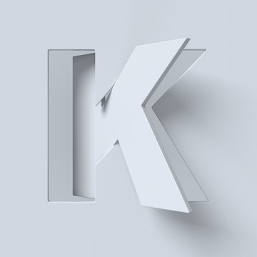 Cut out and rotated font 3d rendering letter K