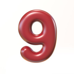 Bubbly 3d font number 9