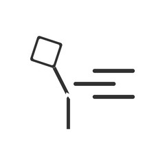 black and white Vector illustration in flat design of road sign broken by storm