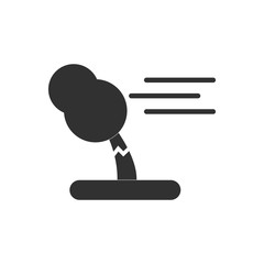 black and white Vector illustration in flat design of storm and broken tree