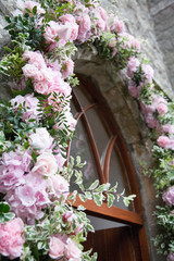 Pink Flower Arch Irish Wedding