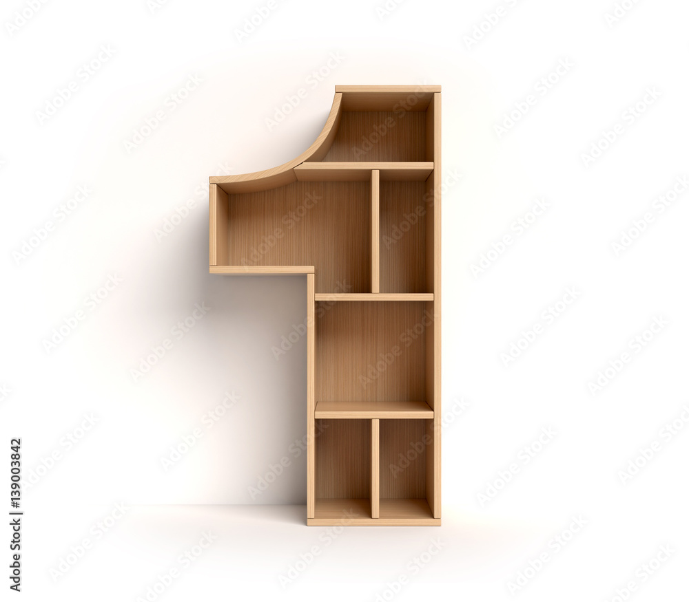 Poster shelf font 3d rendering number 1