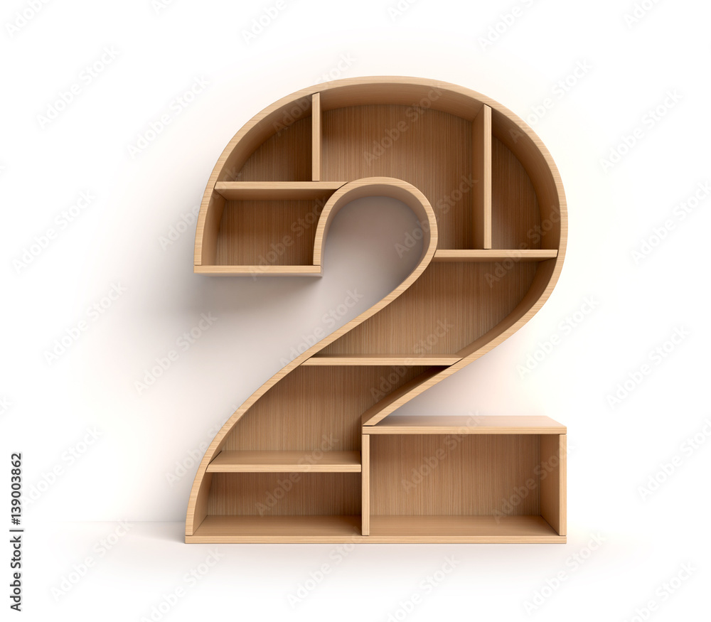 Aufkleber shelf font 3d rendering number 2