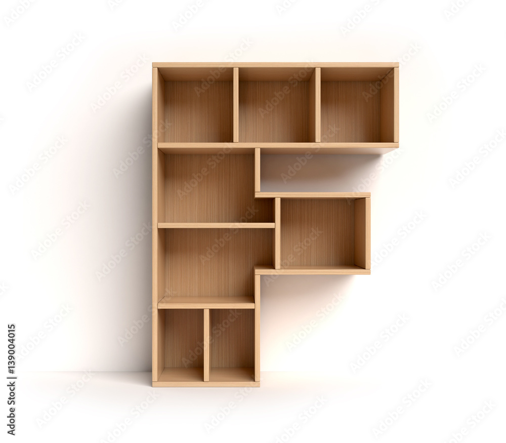 Poster shelf font 3d rendering letter f