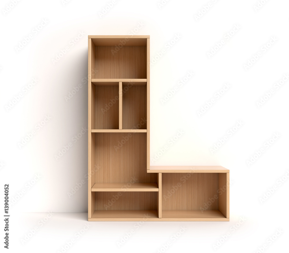 Poster shelf font 3d rendering letter l