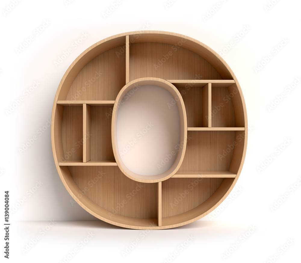 Poster shelf font 3d rendering letter o