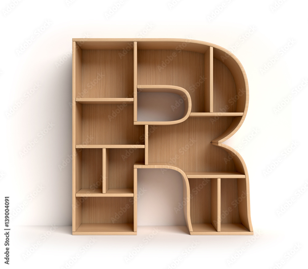 Poster shelf font 3d rendering letter r