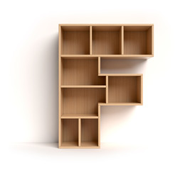 Shelf font 3d rendering letter F