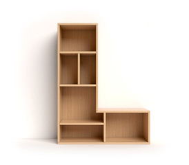 Shelf font 3d rendering letter L