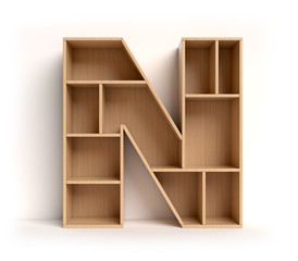 Shelf font 3d rendering letter N
