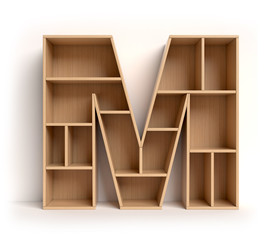 Shelf font 3d rendering letter M