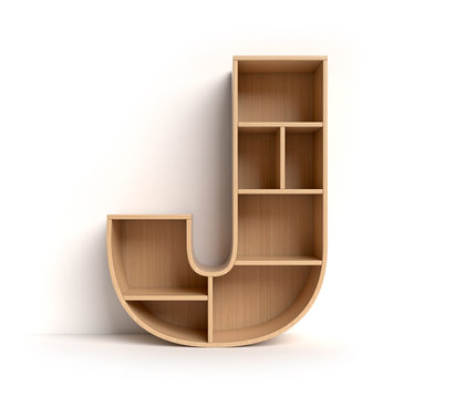 Shelf Font 3d Rendering Letter J