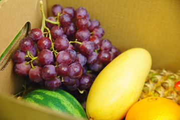 Fresh fruit in a cardboard box
