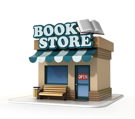 Book store mini shop 3d rendering